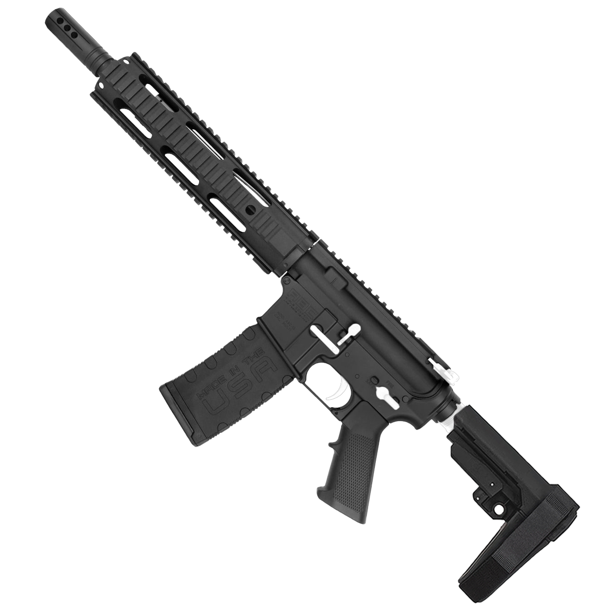 AR-15 Two-Tone Semi Auto 5.56 NATO Mid Range Pistol 10" Barrel Quad Rail Handguard - Black and White
