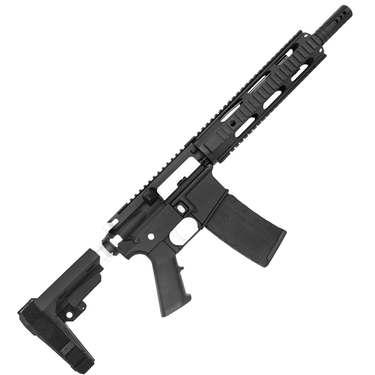 AR-15 Two-Tone Semi Auto 5.56 NATO Mid Range Pistol 10" Barrel Quad Rail Handguard - Black and White