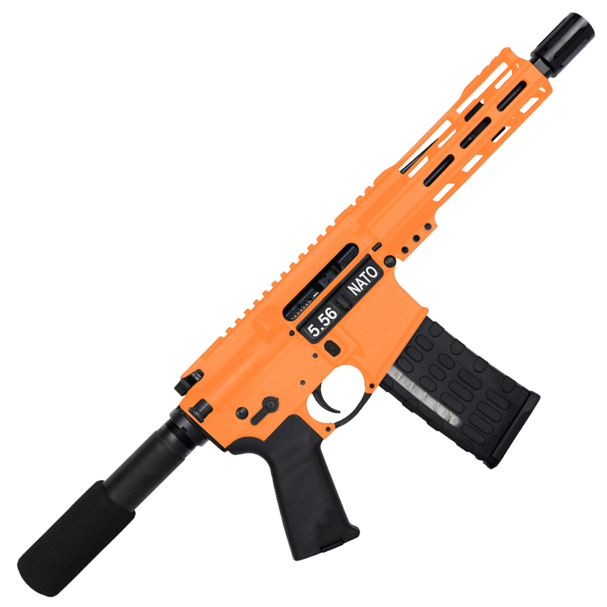 AR-15 .223/5.56 Pistol Top Cut Custom MLOK 7" Handguard - Tequila Sunrise Orange