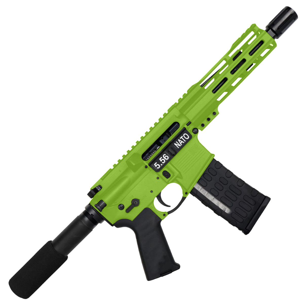 AR-15 .223/5.56 Pistol Top Cut Custom MLOK 7" Handguard- Zombie Green