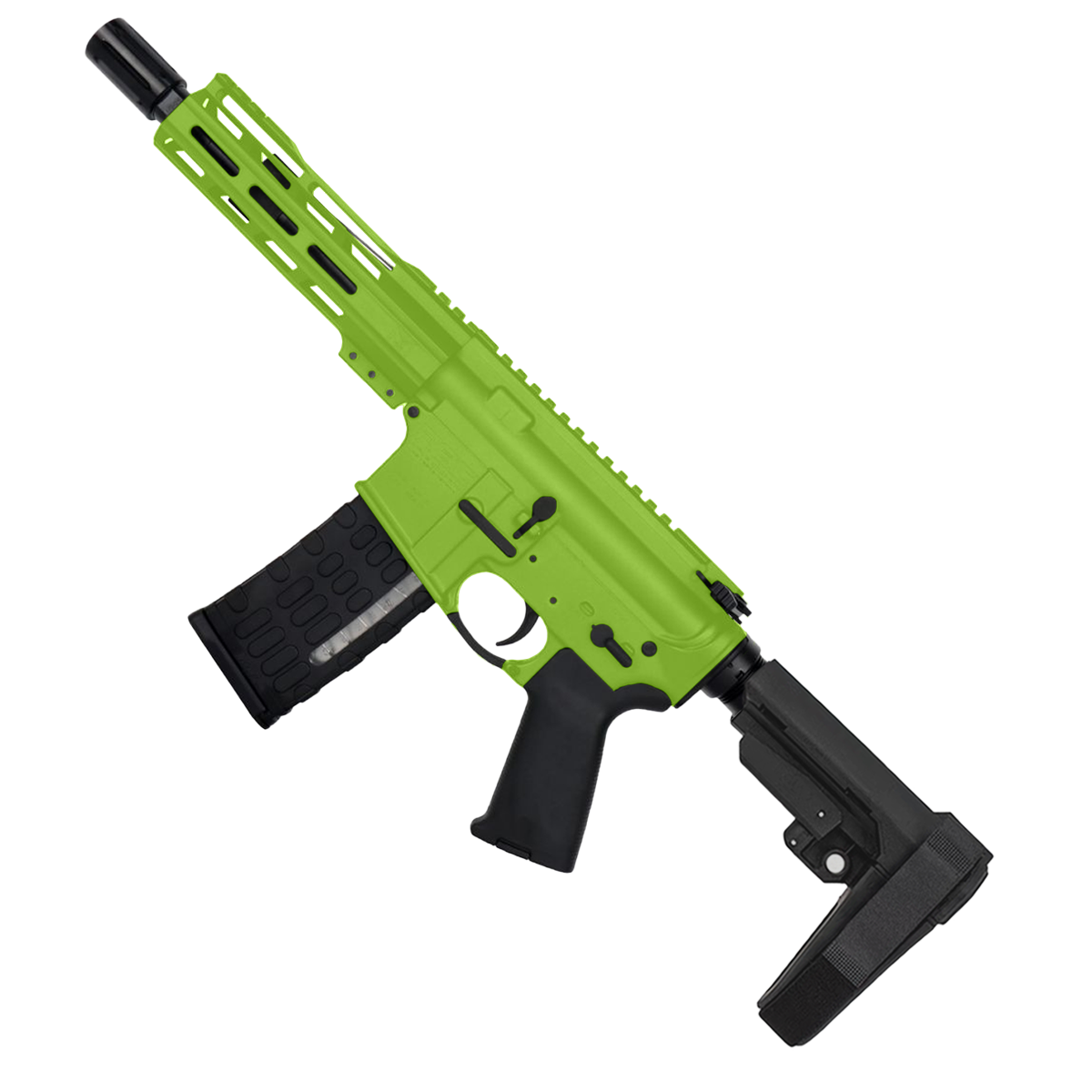 AR-15 .223/5.56 Pistol Top Cut Custom MLOK 7" Handguard- Zombie Green