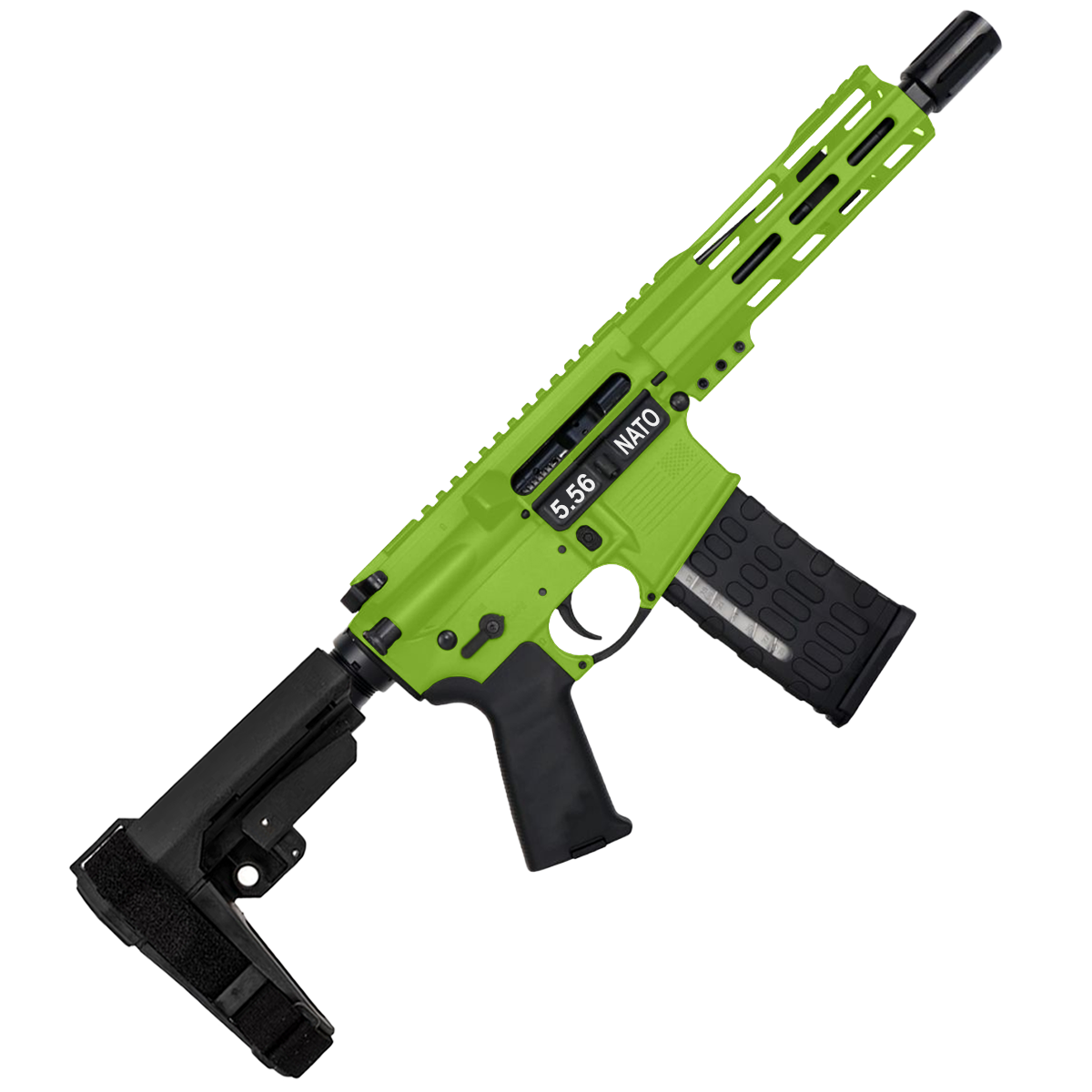 AR-15 .223/5.56 Pistol Top Cut Custom MLOK 7" Handguard- Zombie Green