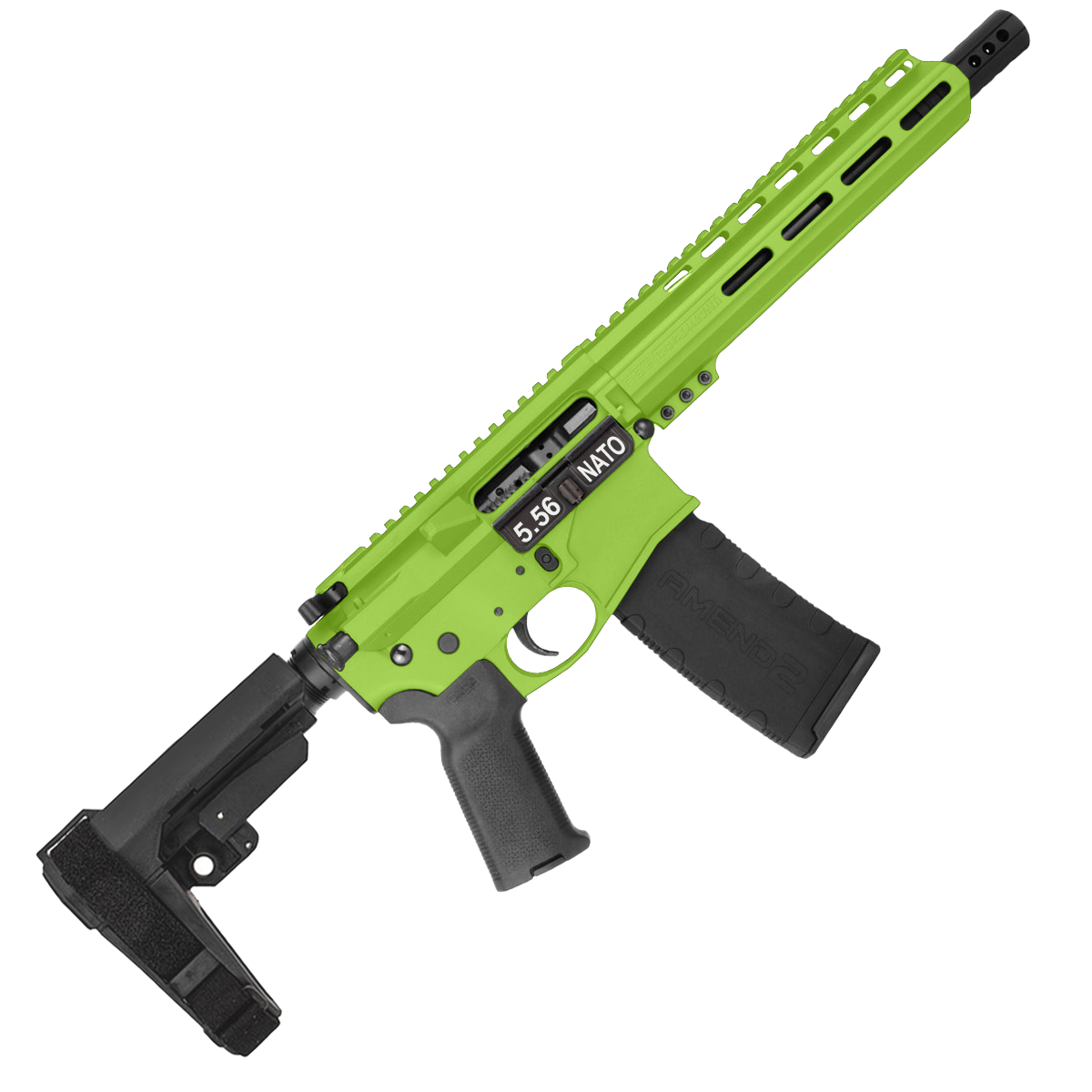 AR15 .223 5.56 Pistol Billet Upper/ Lower 8" Ballistic Advantage Barrel 9" M-Lok Handguard - Zombie Green