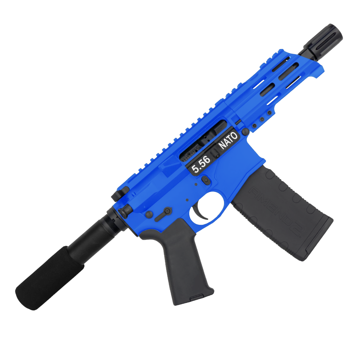 AR15 Micro 556 NATO Pistol Billet Upper/ Lower 5" Barrel Custom M-Lok Handguard - Flame Blue