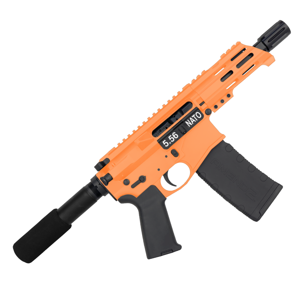 AR15 Micro 556 NATO Pistol Billet Upper/ Lower 5" Barrel Custom M-Lok Handguard - Tequila Sunrise Orange