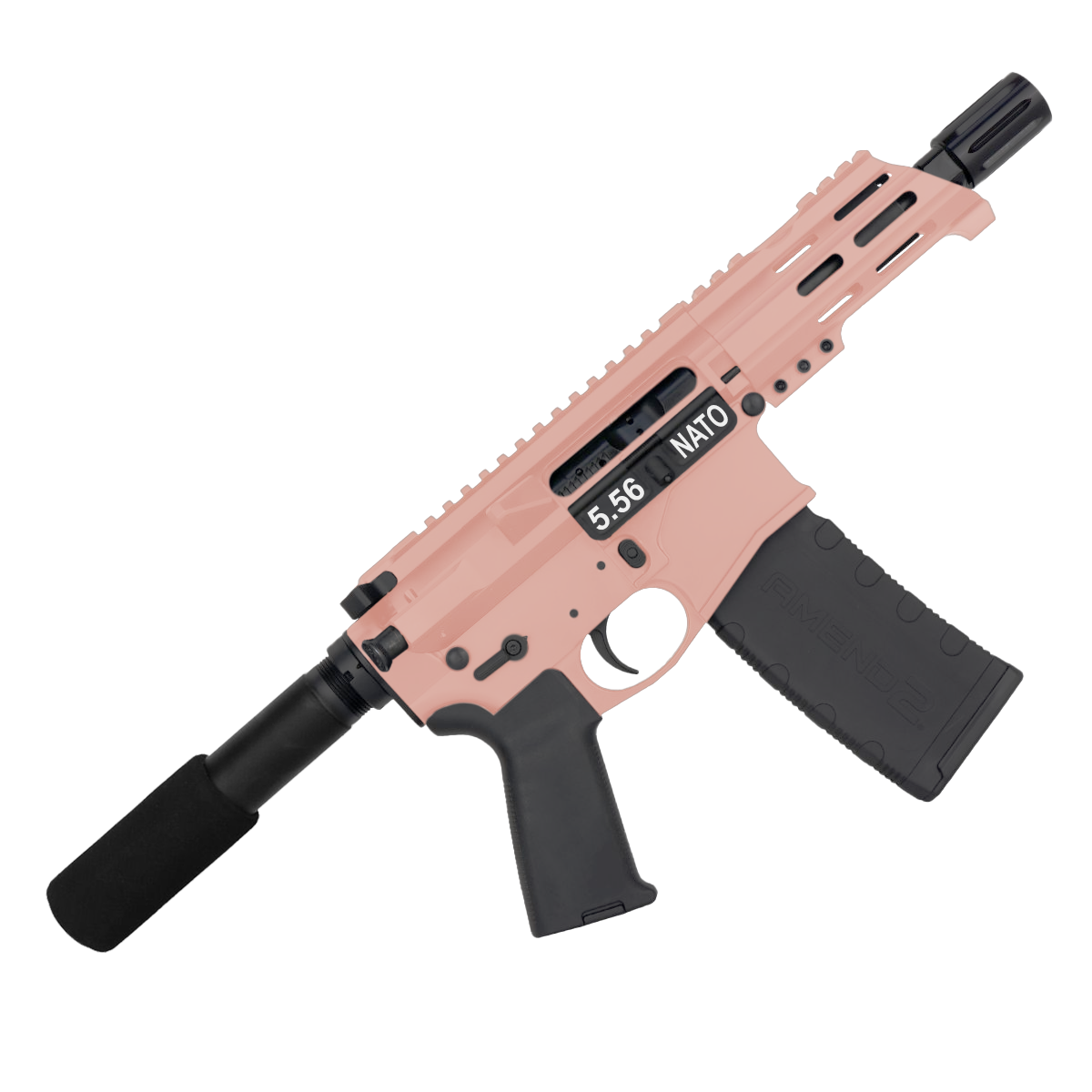 AR15 Micro 556 NATO Pistol Billet Upper/ Lower 5" Barrel Custom M-Lok Handguard - Rose Gold