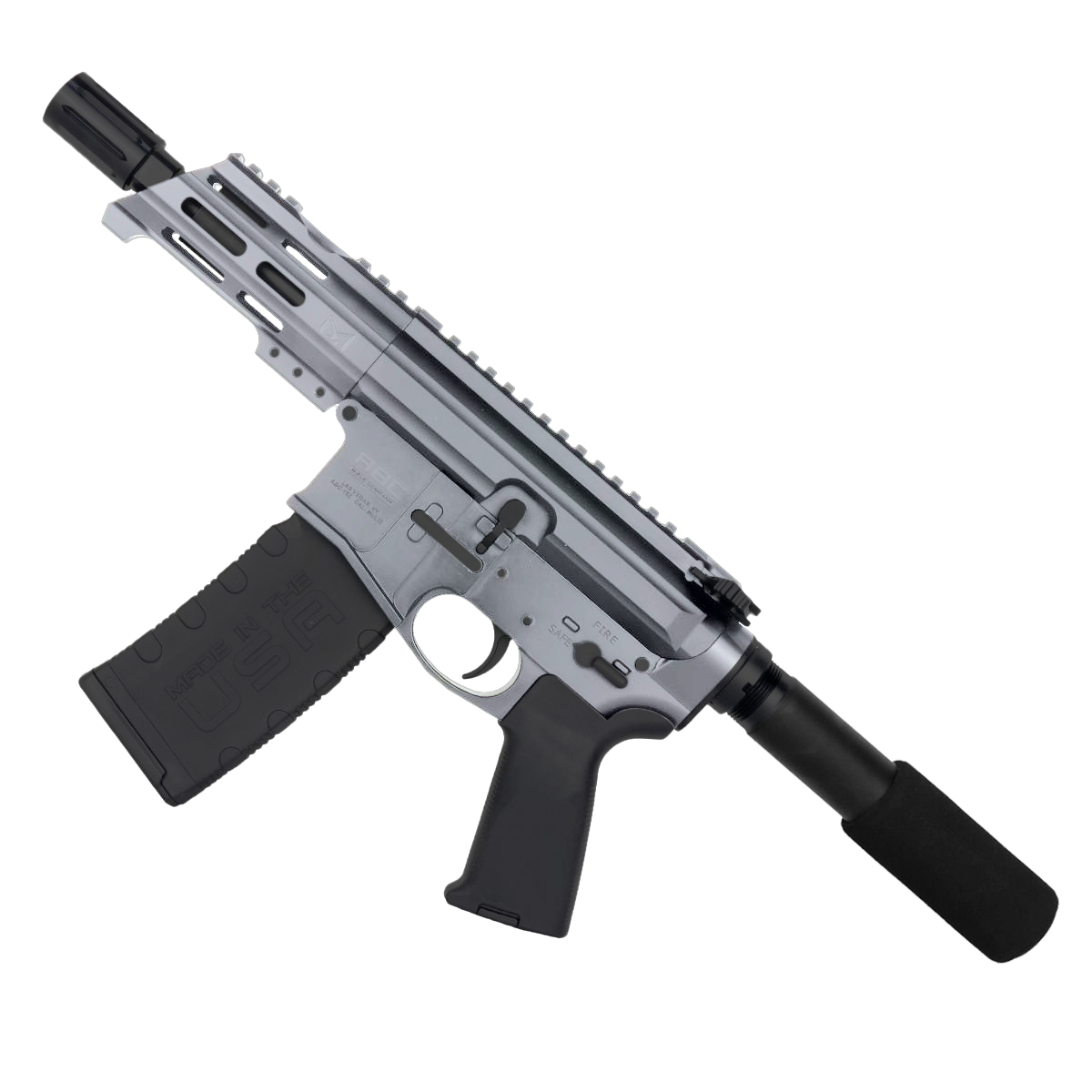 AR15 Micro 556 NATO Pistol Billet Upper/ Lower 5" Barrel Custom M-Lok Handguard - Tungsten