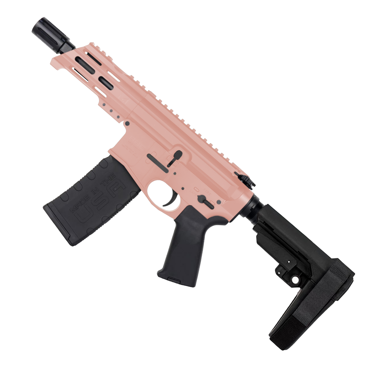 AR15 Micro 556 NATO Pistol Billet Upper/ Lower 5" Barrel Custom M-Lok Handguard - Rose Gold