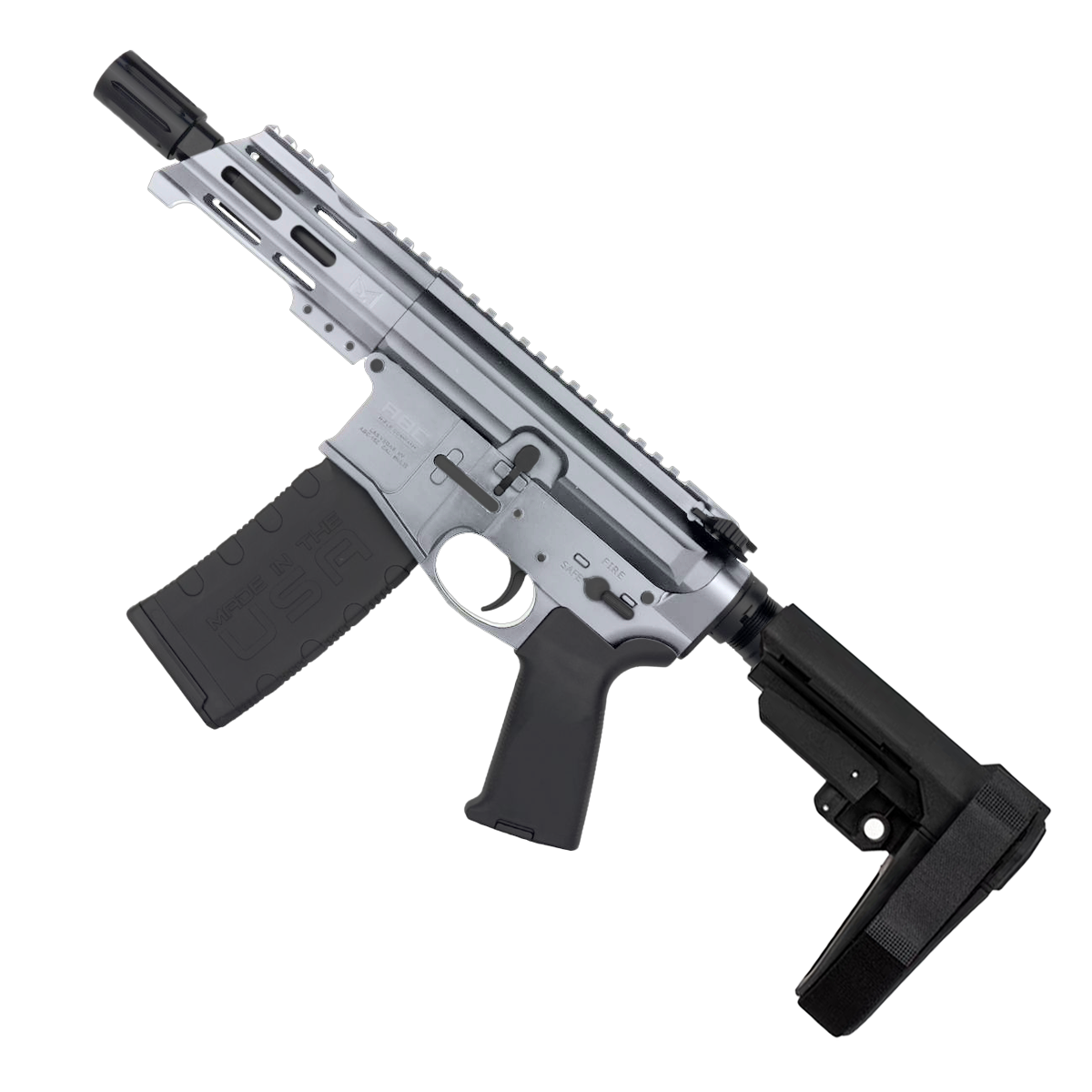AR15 Micro 556 NATO Pistol Billet Upper/ Lower 5" Barrel Custom M-Lok Handguard - Tungsten