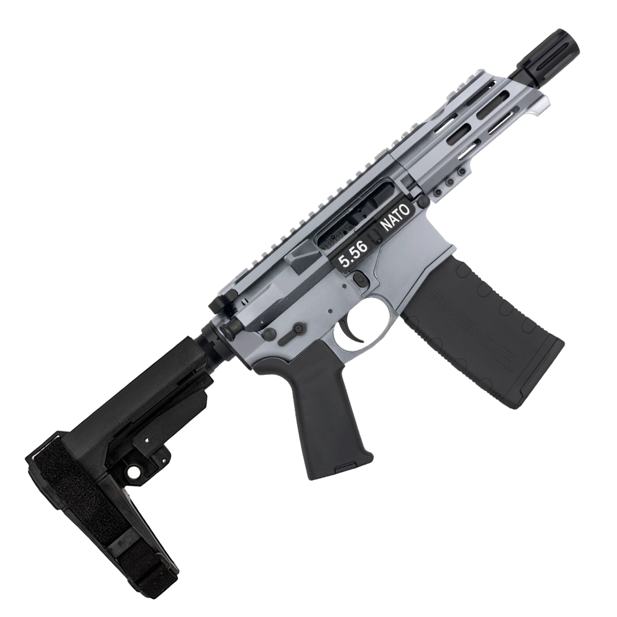 AR15 Micro 556 NATO Pistol Billet Upper/ Lower 5" Barrel Custom M-Lok Handguard - Tungsten