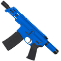 AR15 Micro 556 NATO Pistol Billet Upper/ Lower 5" Barrel Custom M-Lok Handguard with Micro Buffer Tube - Flame Blue
