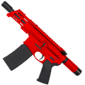 AR15 Micro 556 NATO Pistol Billet Upper/ Lower 5" Barrel Custom M-Lok Handguard with Micro Buffer Tube - Red
