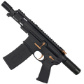 AR15 Micro Two-Tone 556 NATO Pistol Billet Upper/ Lower 5" Barrel Custom M-Lok Handguard with Micro Buffer Tube - Burnt Bronze