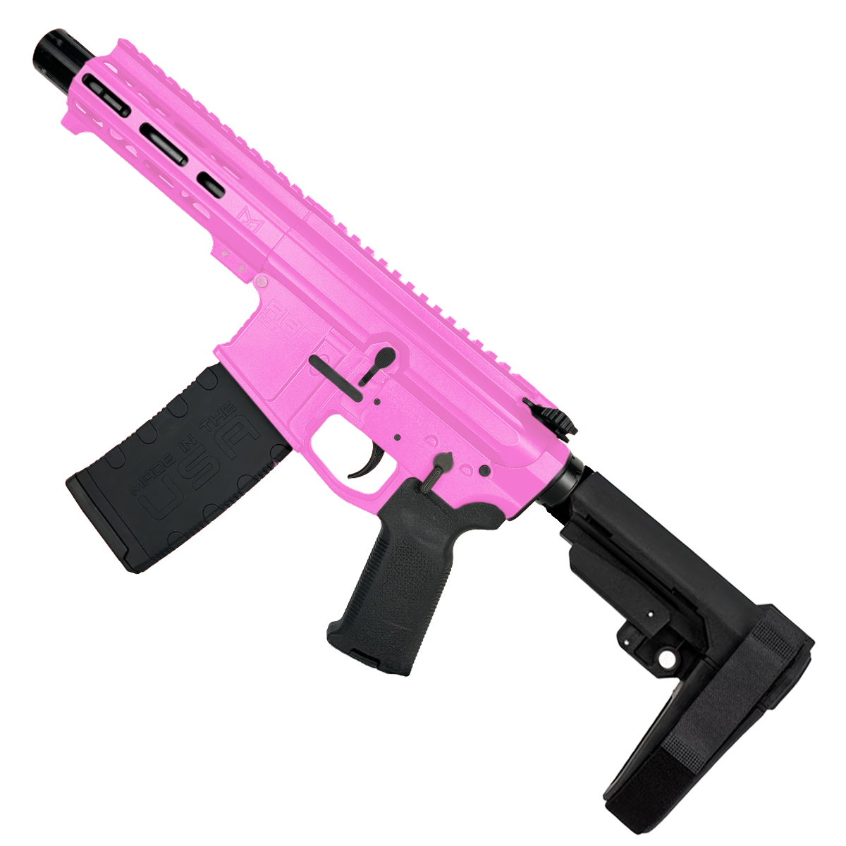 AR15 .223/556 Custom SBA3 Braced Billet Pistol 5" Barrel- Sig Pink