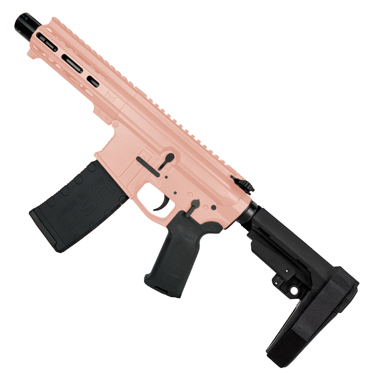 AR15 300 AAC Blackout Custom SBA3 Braced Billet Pistol 5" Barrel - Rose Gold