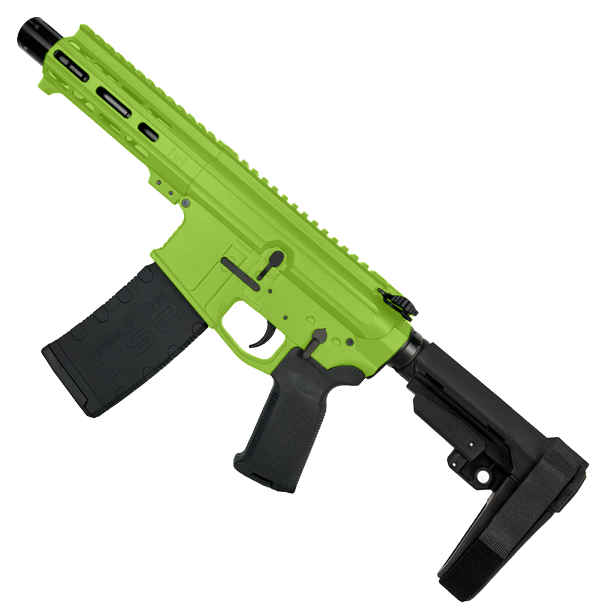 AR15 .223/556 Custom SBA3 Braced Billet Pistol 5" Barrel - Zombie Green