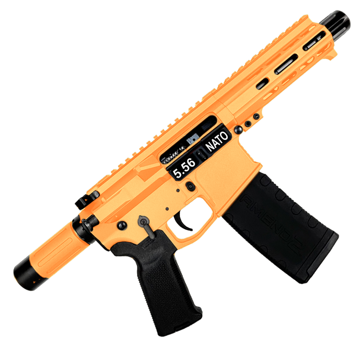 AR15 .223/556 "MINI MICRO" Custom Billet Pistol w/ 5" Barrel - Tequila Sunrise Orange