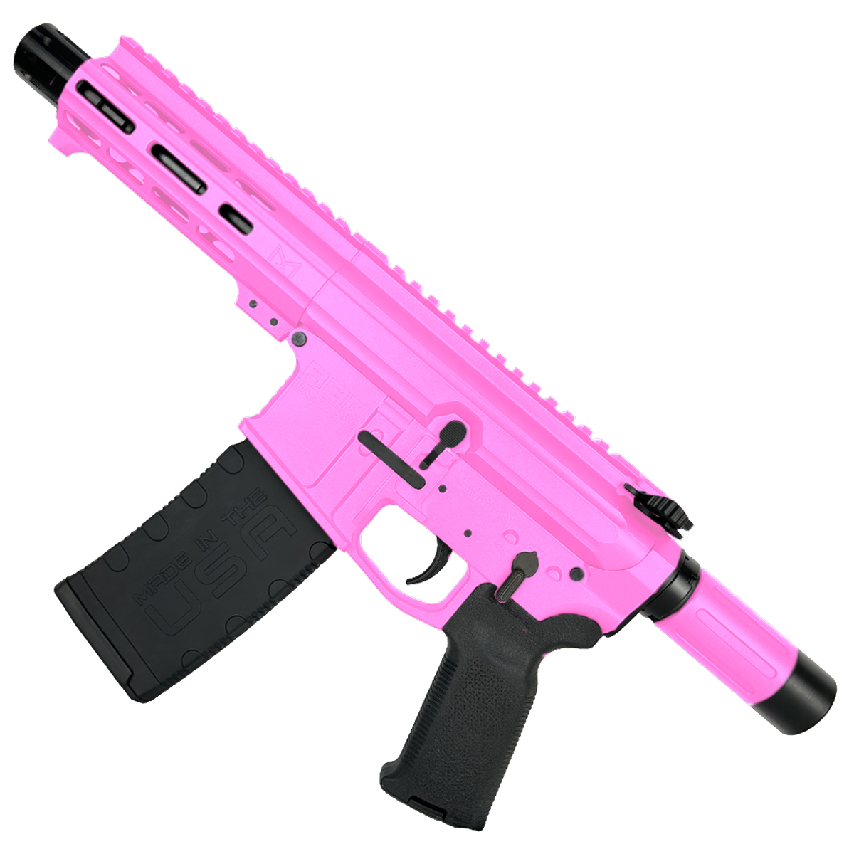 AR15 .223/556 "MINI MICRO" Custom Billet Pistol w/ 5" Barrel - Sig Pink