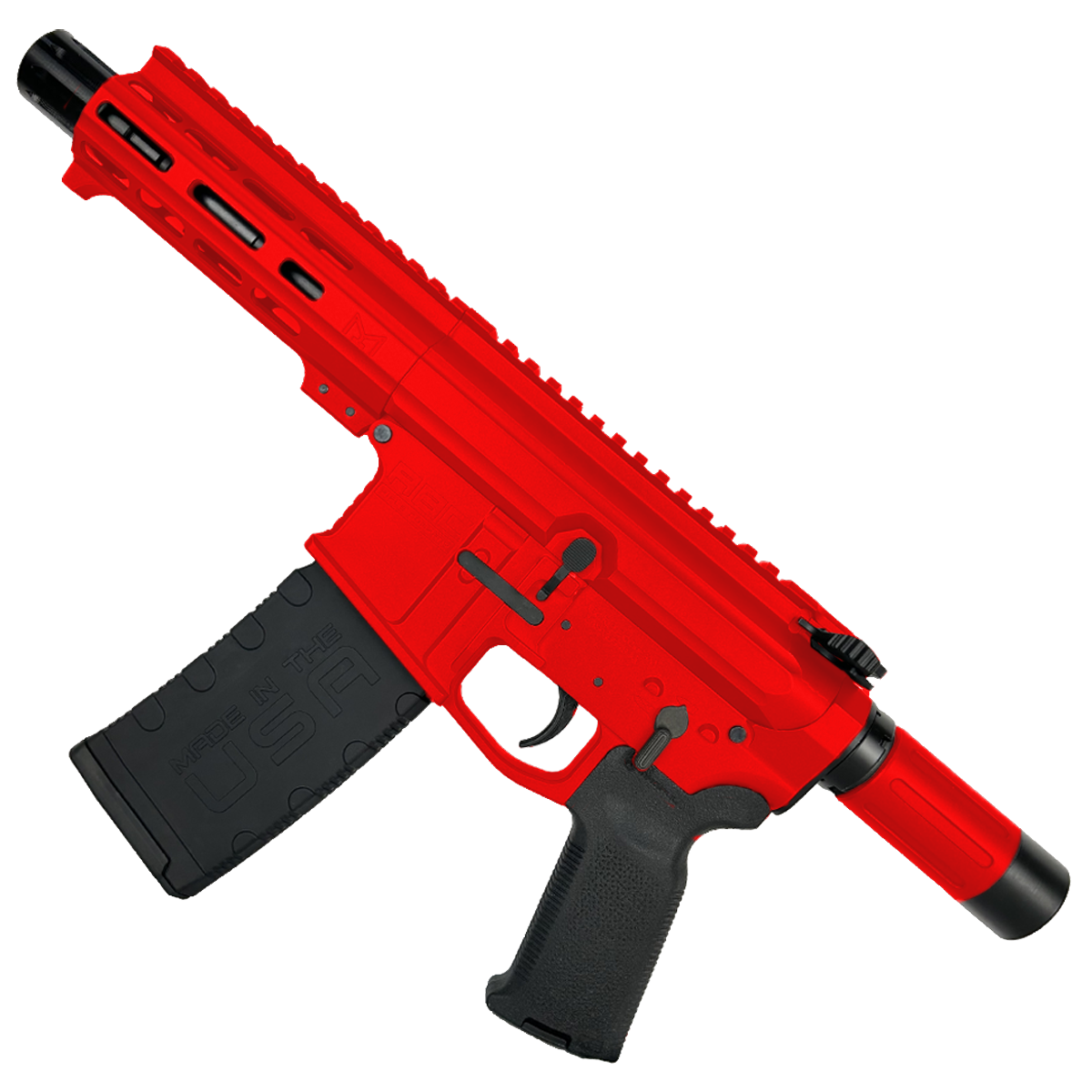 AR15 .223/556 "MINI MICRO" Custom Billet Pistol w/ 5" Barrel - Red