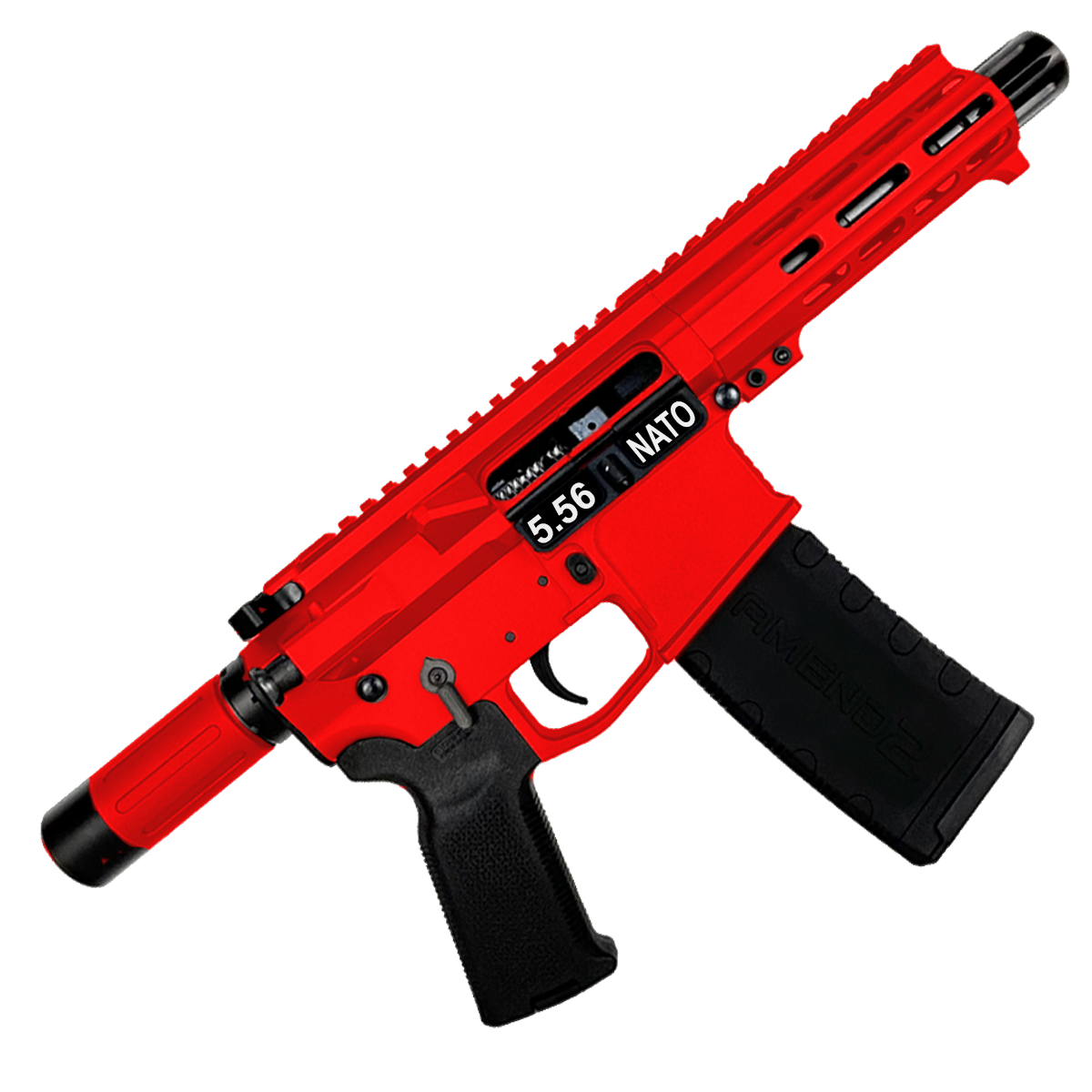 AR15 .223/556 "MINI MICRO" Custom Billet Pistol w/ 5" Barrel - Red