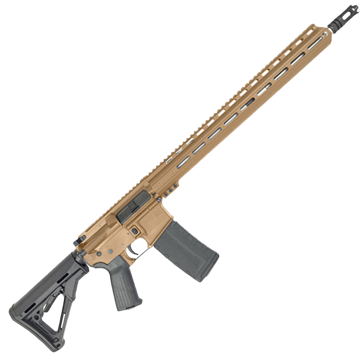 AR-15 .223 WYLDE Semi Auto .223/5.56 Rifle 18" Stainless Barrel 17" Custom MLOK Rail - Burnt Bronze