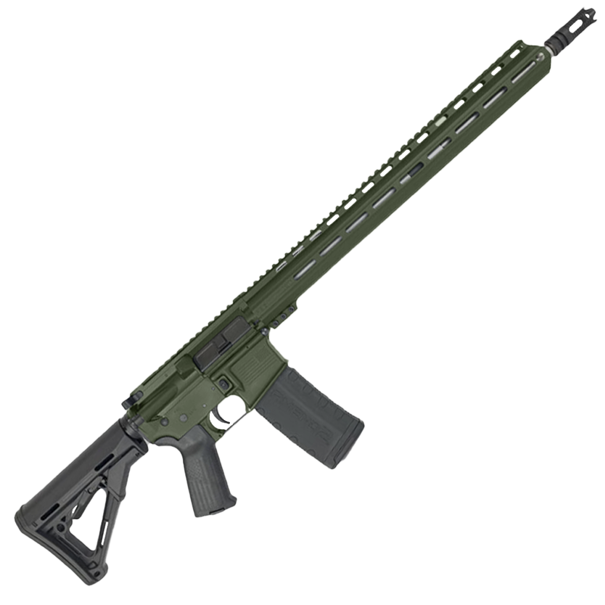AR-15 .223 WYLDE Semi Auto .223/5.56 Rifle 18" Stainless Barrel 17" Custom MLOK Rail - Olive Drab Green