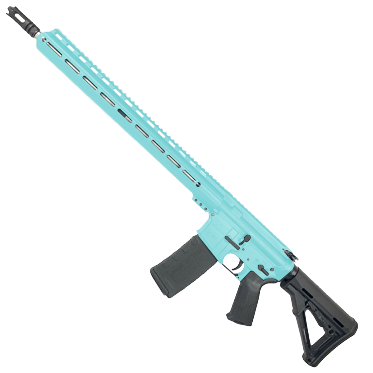 AR-15 .223 WYLDE Semi Auto .223/5.56 Rifle 18" Stainless Barrel 17" Custom MLOK Rail - Robins Egg Blue