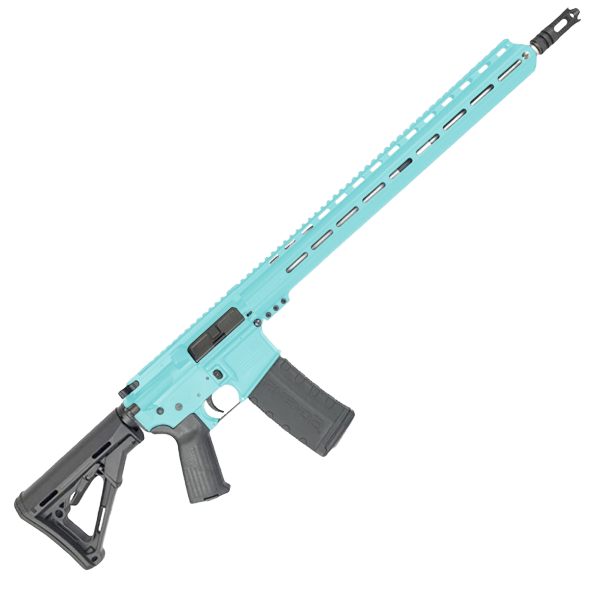 AR-15 .223 WYLDE Semi Auto .223/5.56 Rifle 18" Stainless Barrel 17" Custom MLOK Rail - Robins Egg Blue