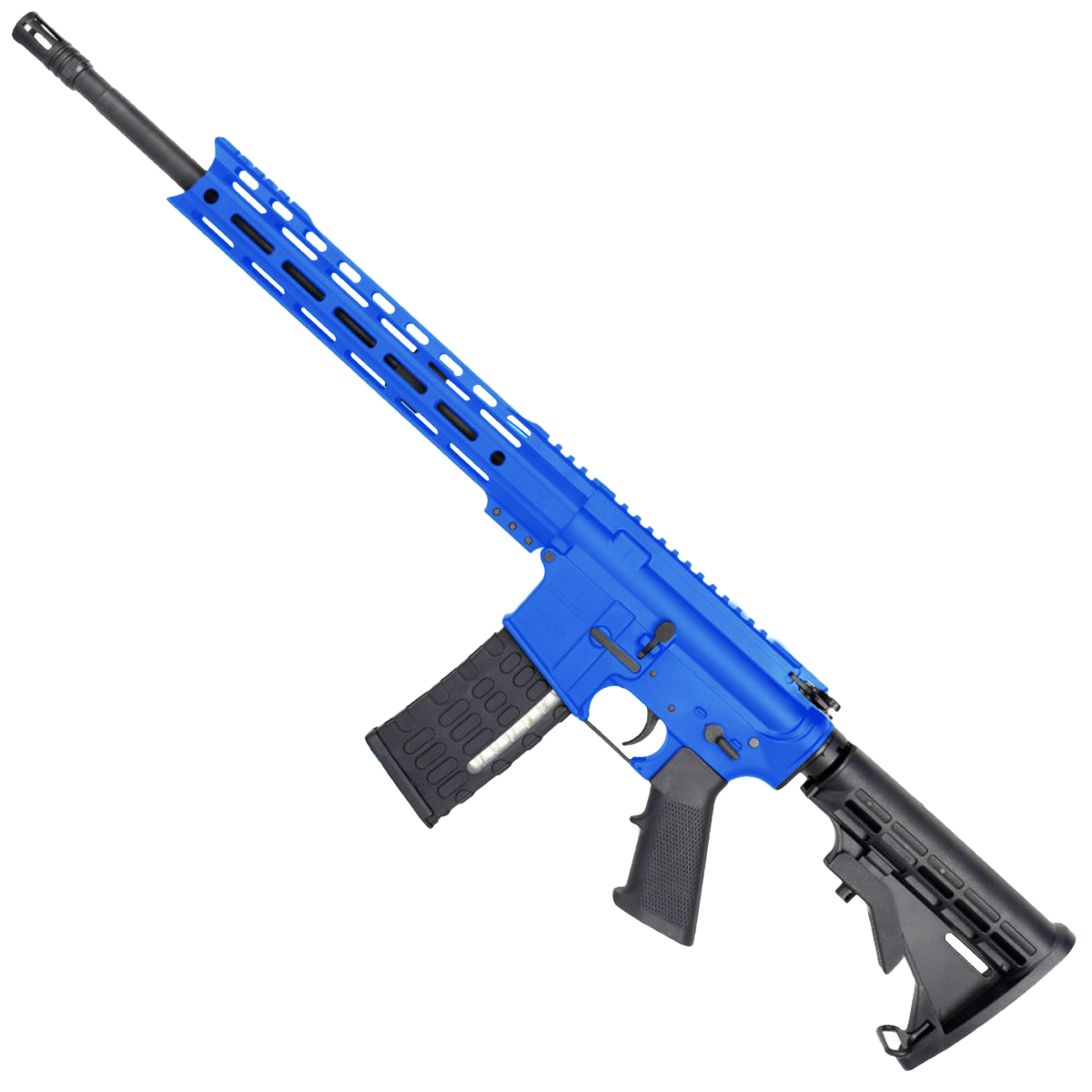 AR-15 Semi Auto .223/5.56 NATO Rifle 16" Nitride 1:8 Barrel M4 Stock 12" Custom Hybrid Slim MLOK - Flame Blue