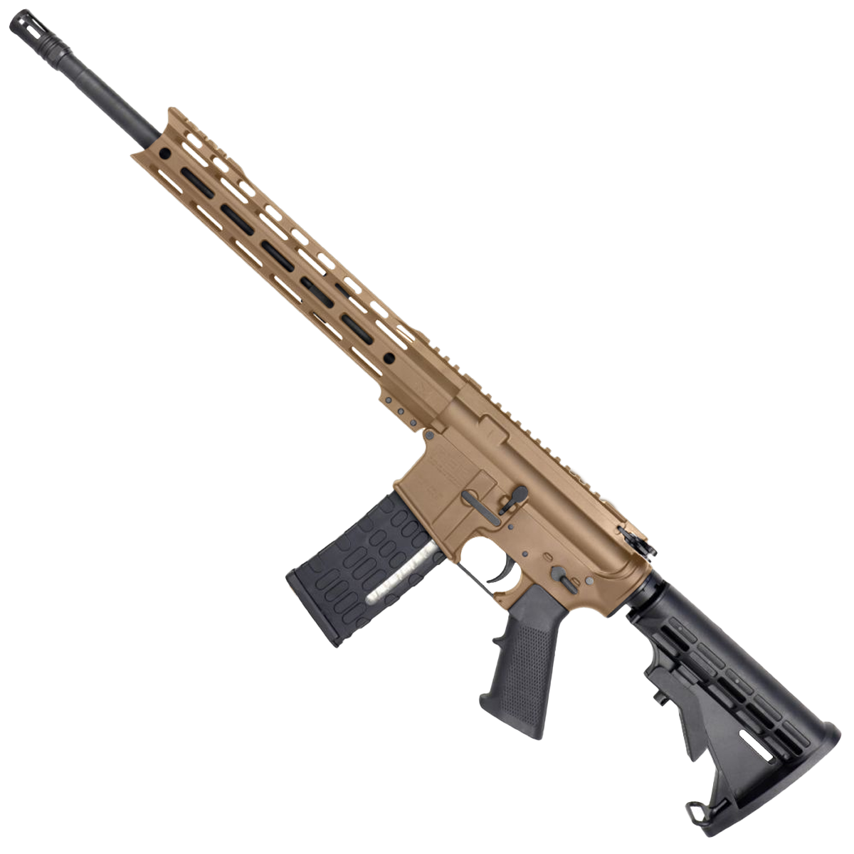 AR-15 Semi Auto .300 AAC Blackout Rifle 16" Nitride 1:8 Barrel M4 Stock 12" Custom Hybrid Slim MLOK - Burnt Bronze