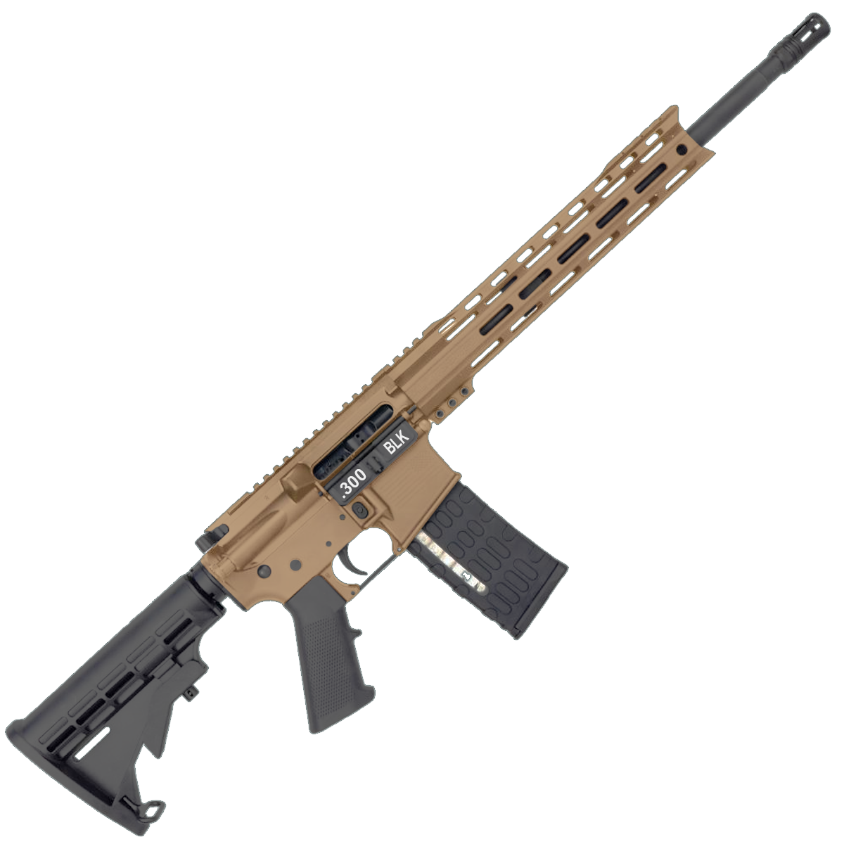 AR-15 Semi Auto .300 AAC Blackout Rifle 16" Nitride 1:8 Barrel M4 Stock 12" Custom Hybrid Slim MLOK - Burnt Bronze