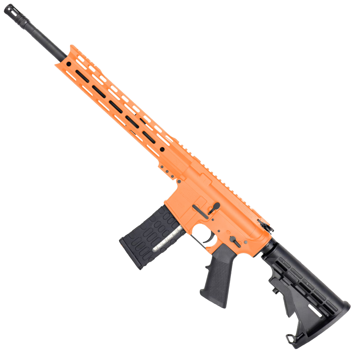 AR-15 Semi Auto .300 AAC Blackout Rifle 16" Nitride 1:8 Barrel M4 Stock 12" Custom Hybrid Slim MLOK - Tequila Sunrise Orange