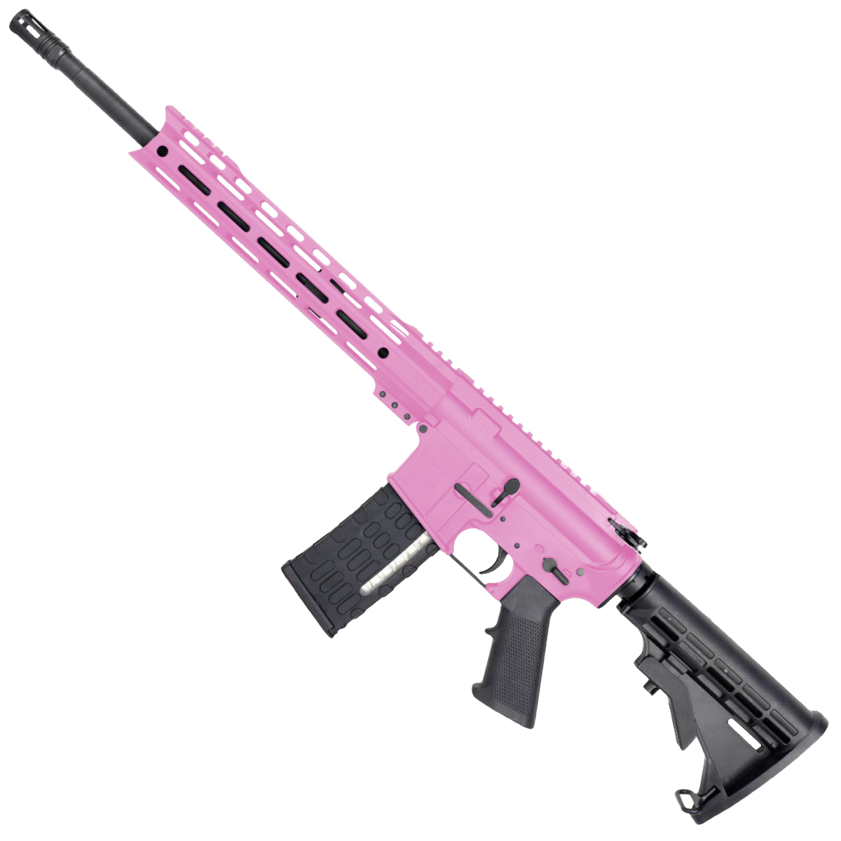 AR-15 Semi Auto .300 AAC Blackout Rifle 16" Nitride 1:8 Barrel M4 Stock 12" Custom Hybrid Slim MLOK - Sig Pink
