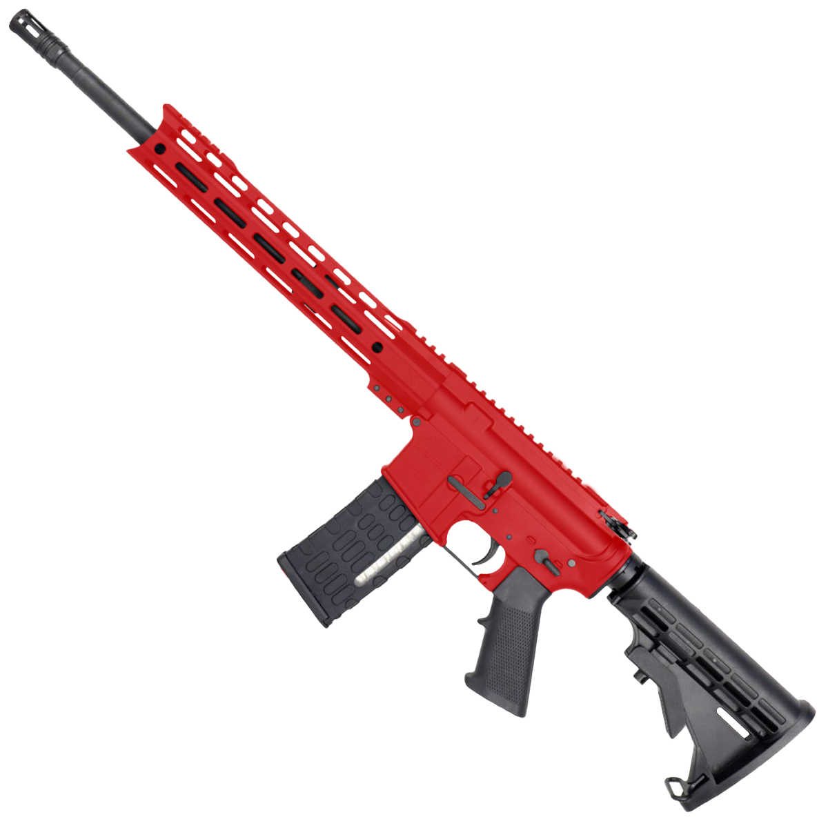 AR-15 Semi Auto .300 AAC Blackout Rifle 16" Nitride 1:8 Barrel M4 Stock 12" Custom Hybrid Slim MLOK - Red
