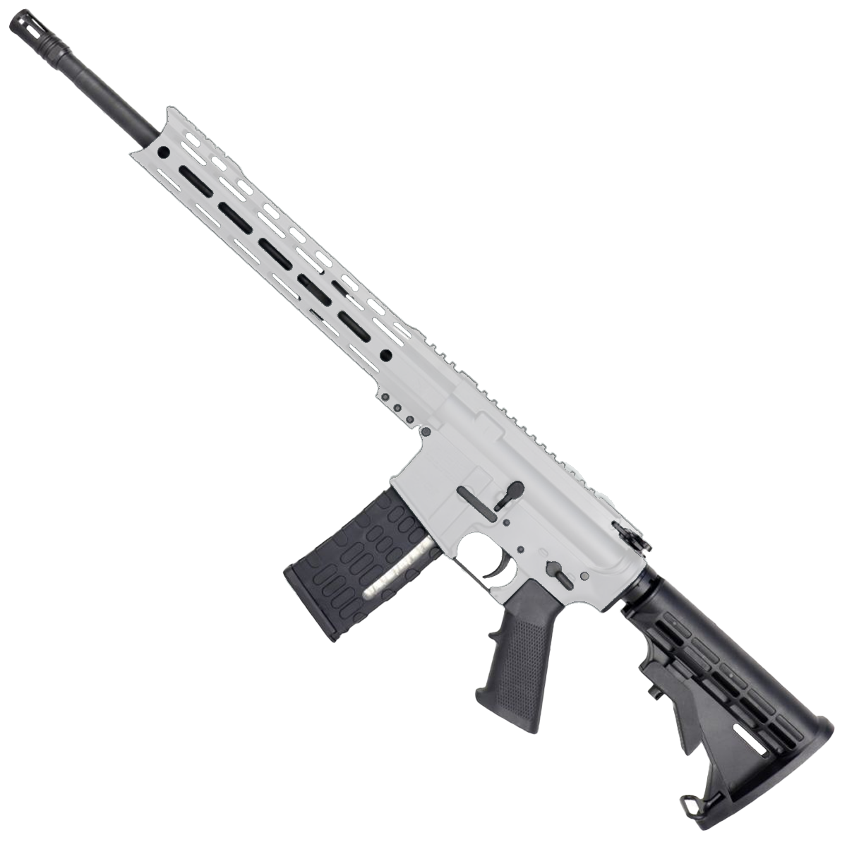 AR-15 Semi Auto .300 AAC Blackout Rifle 16" Nitride 1:8 Barrel M4 Stock 12" Custom Hybrid Slim MLOK - White