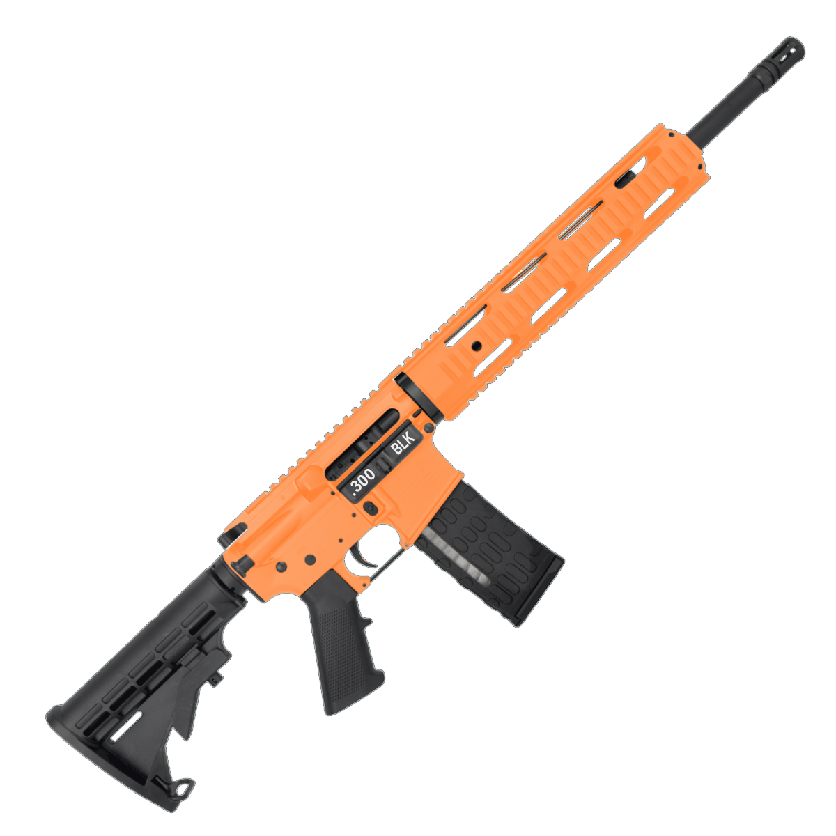 AR-15 Semi Auto .300 AAC Blackout Rifle 16" Barrel M4 Stock 12" Quad Rail Handguard - Tequila Sunrise Orange