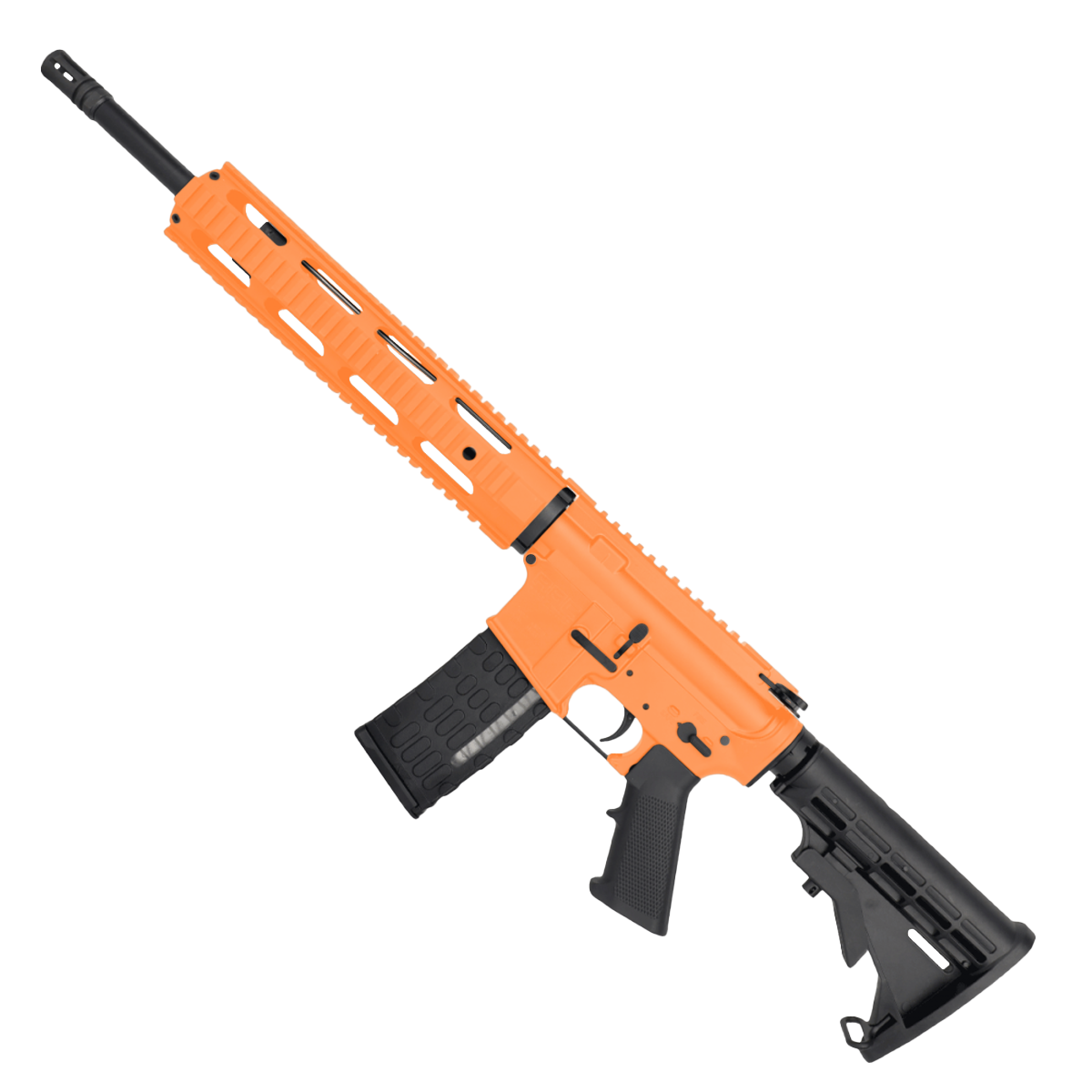 AR-15 Semi Auto .300 AAC Blackout Rifle 16" Barrel M4 Stock 12" Quad Rail Handguard - Tequila Sunrise Orange