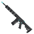 AR-15 Two-Tone Semi Auto .300 AAC Blackout Rifle 16" Barrel M4 Stock 12" Quad Rail Handguard - Black and Robins Egg Blue