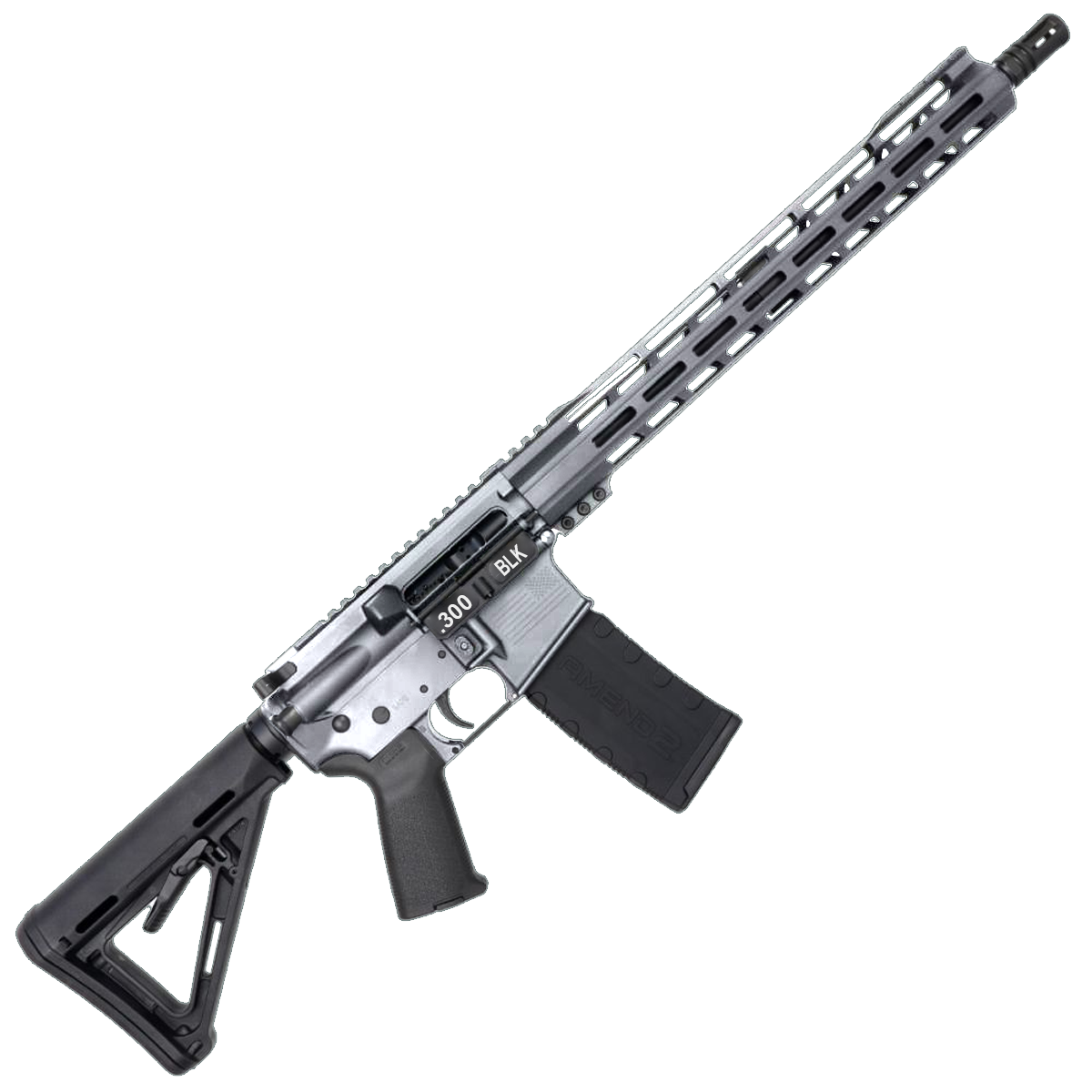 AR-15 .300 AAC Blackout Rifle 16" 1:8 Nitride Barrel 15" Hybrid MLOK Handguard MOE - Tungsten Gray