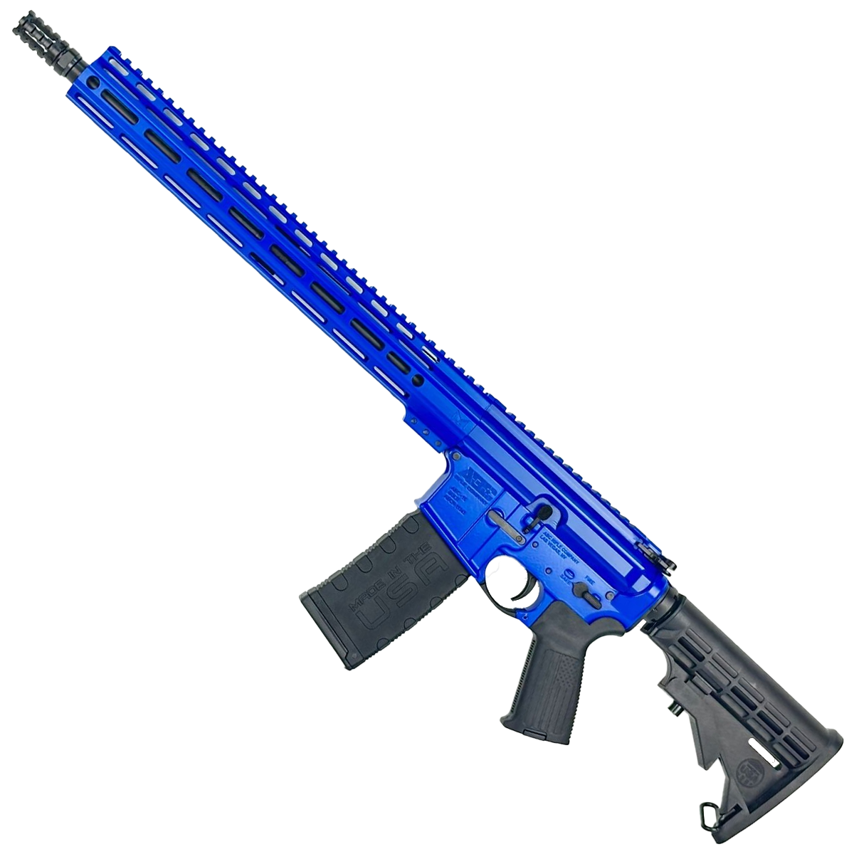 AR-15 .300 Blackout Rifle 16" Barrel 15" MLOK Handguard M4 Stock - Flame Blue