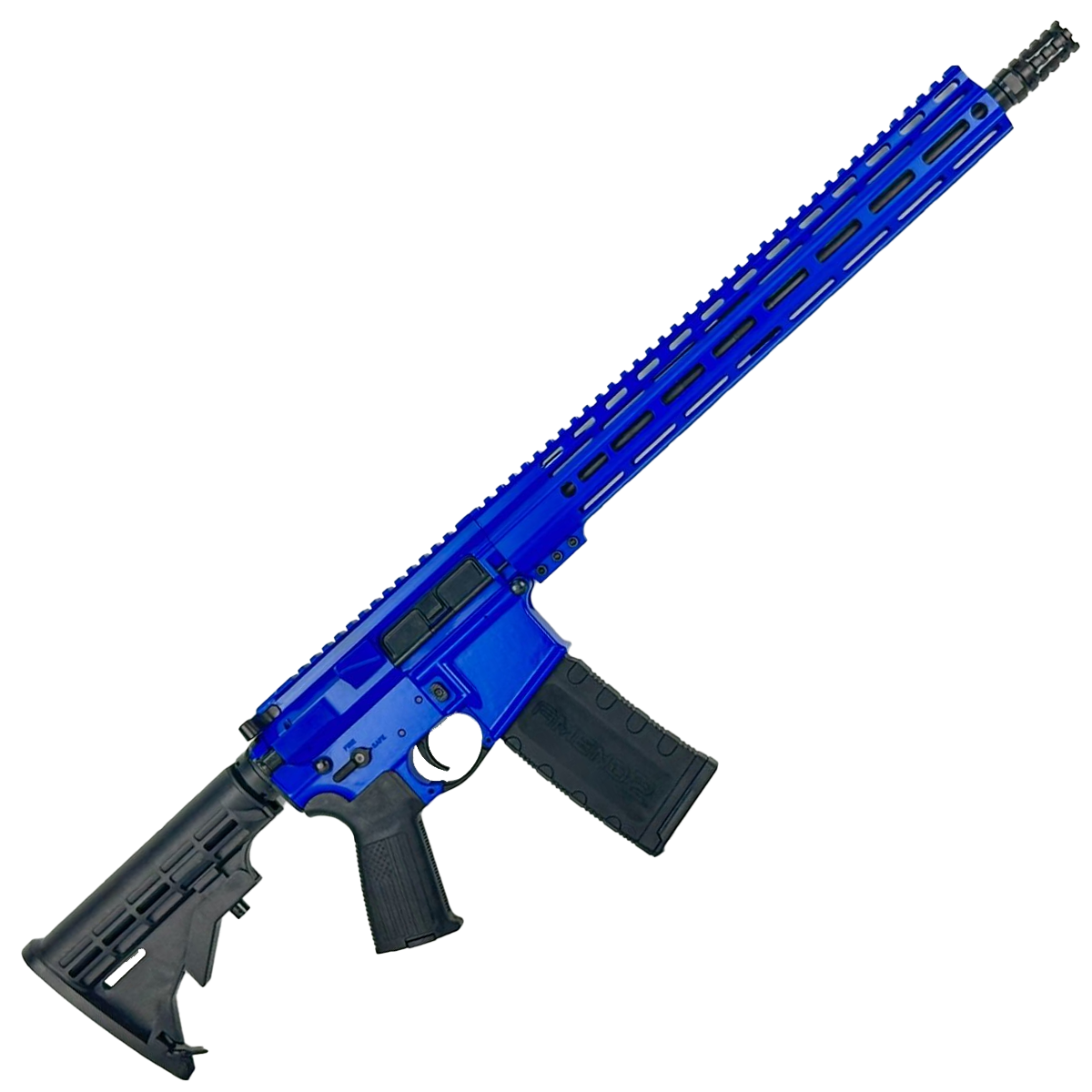 AR-15 .300 Blackout Rifle 16" Barrel 15" MLOK Handguard M4 Stock - Flame Blue