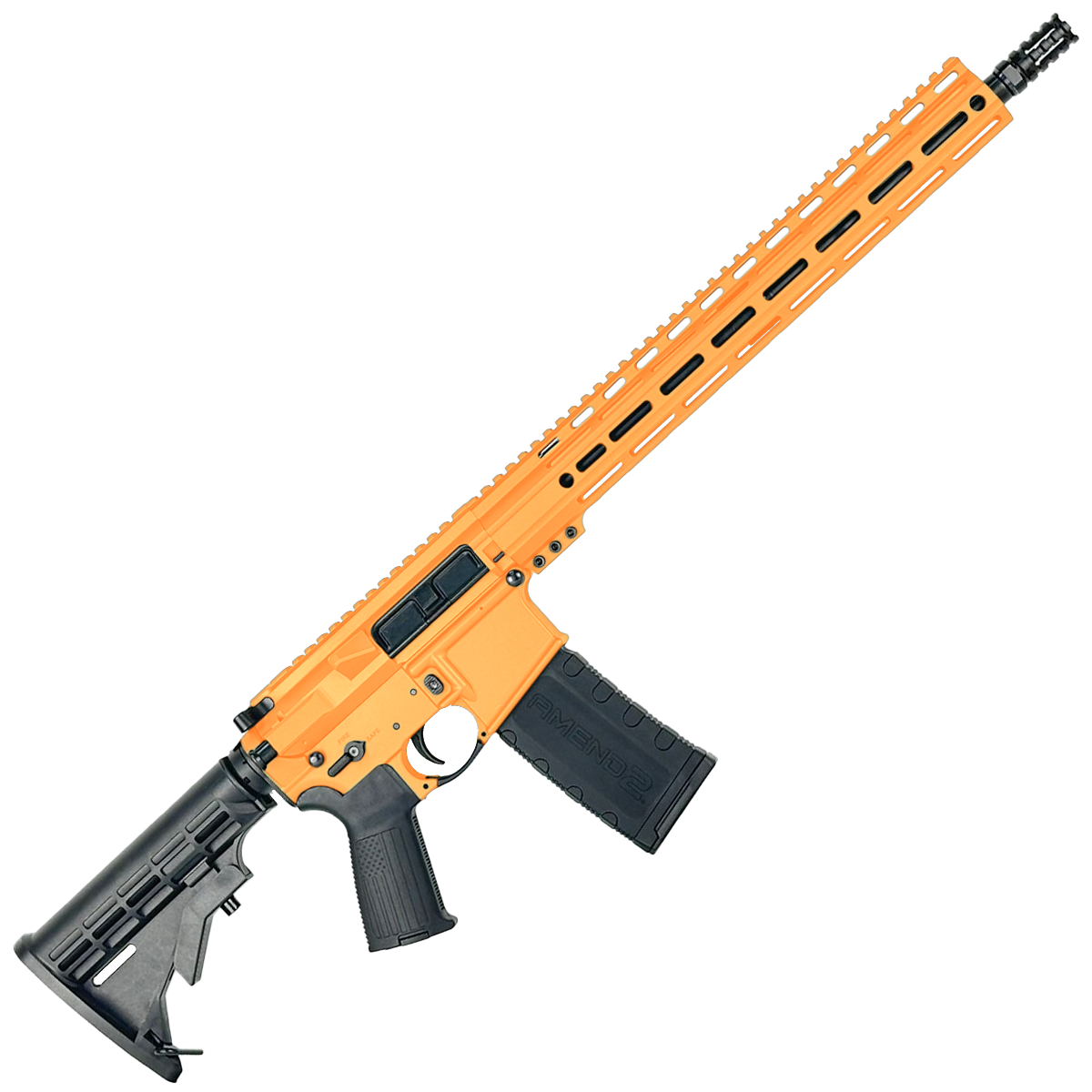 AR-15 .300 Blackout Rifle 16" Barrel 15" MLOK Handguard M4 Stock - Tequila Sunrise Orange