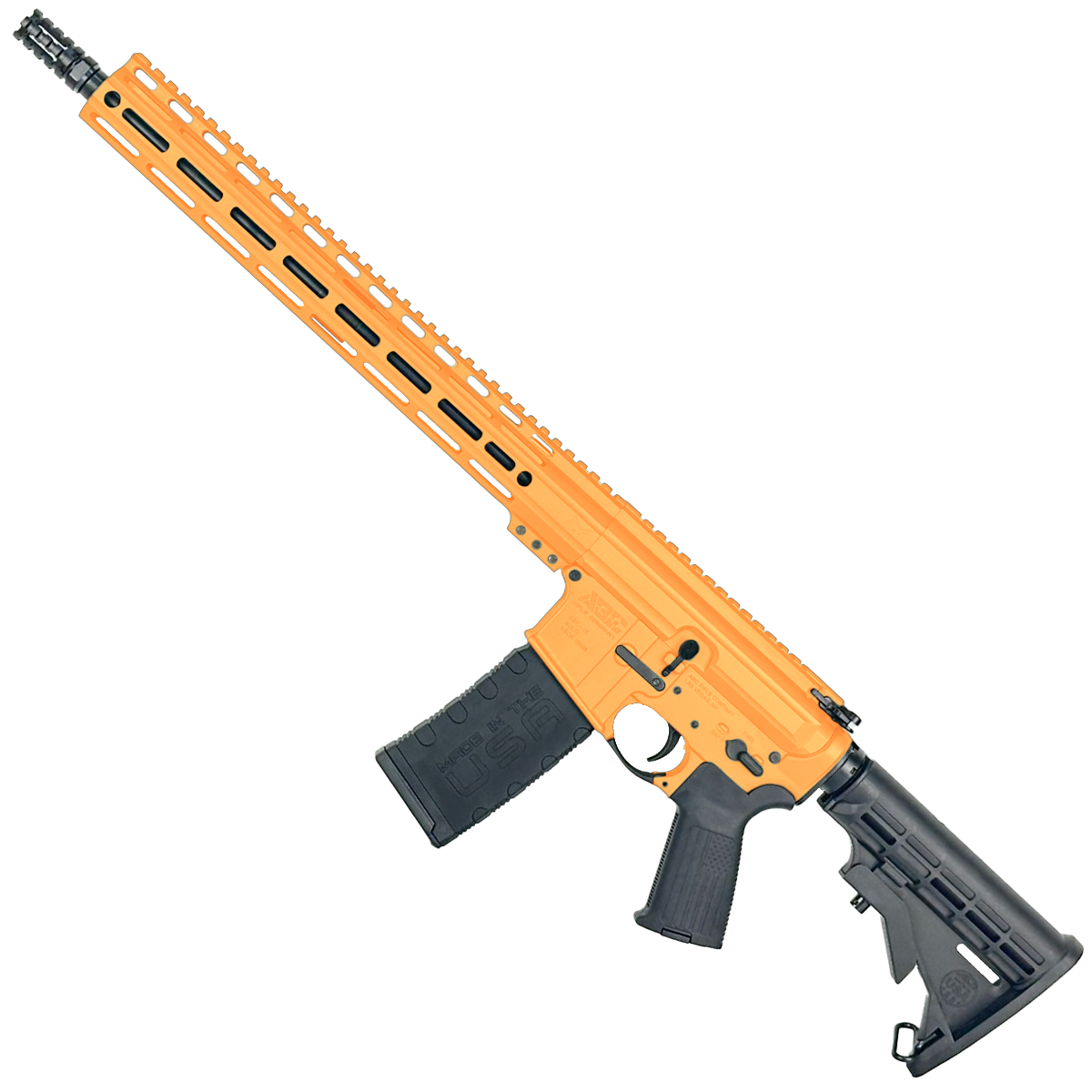 AR-15 .300 Blackout Rifle 16" Barrel 15" MLOK Handguard M4 Stock - Tequila Sunrise Orange