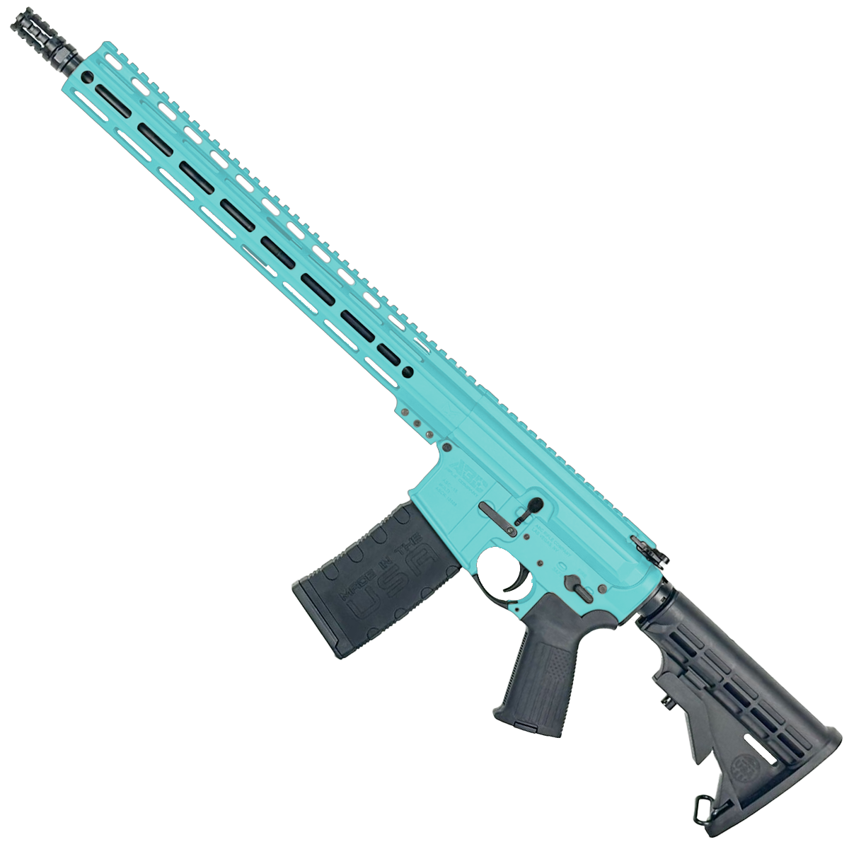 AR-15 .300 Blackout Rifle 16" Barrel 15" MLOK Handguard M4 Stock - Robins Egg Blue