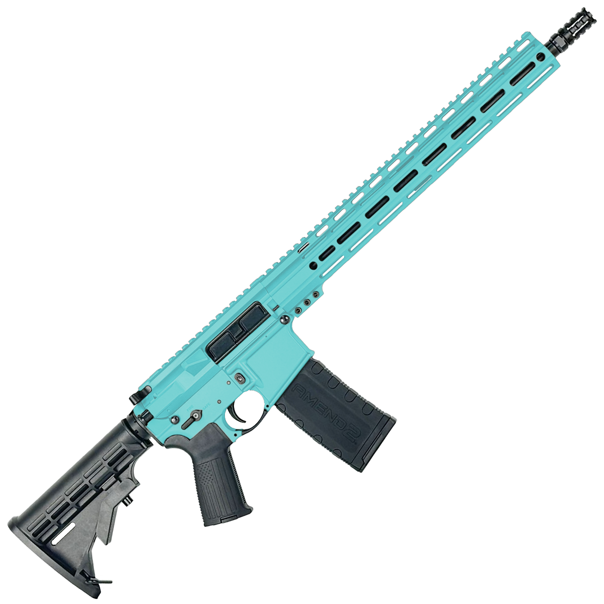 AR-15 .300 Blackout Rifle 16" Barrel 15" MLOK Handguard M4 Stock - Robins Egg Blue