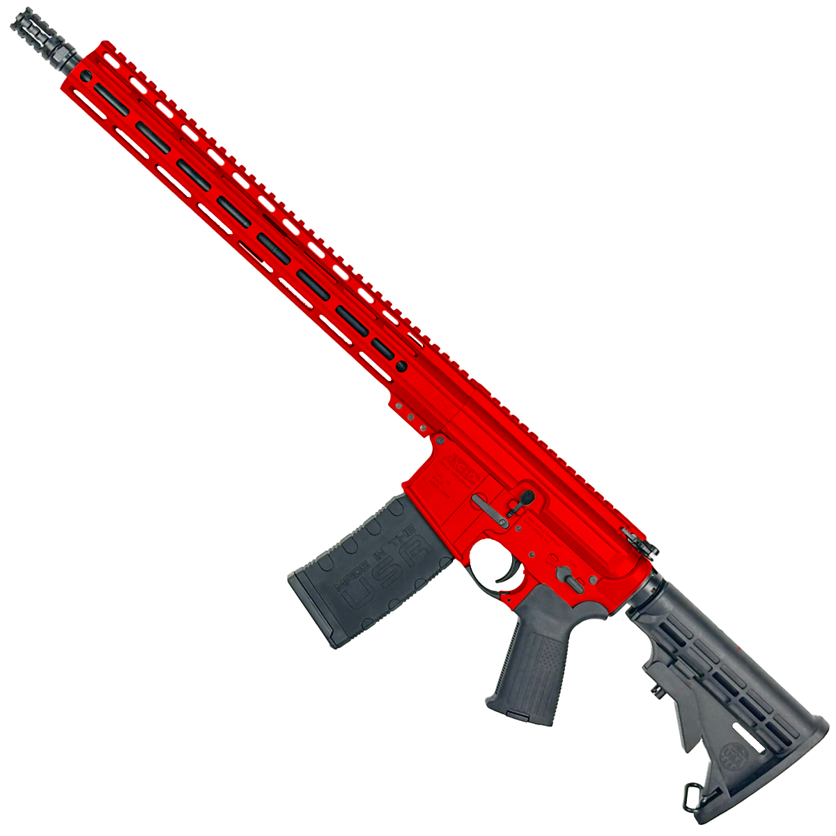 AR-15 .300 Blackout Rifle 16" Barrel 15" MLOK Handguard M4 Stock - Red