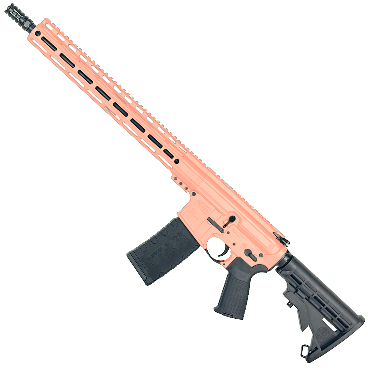 AR-15 .300 Blackout Rifle 16" Barrel 15" MLOK Handguard M4 Stock - Rose Gold
