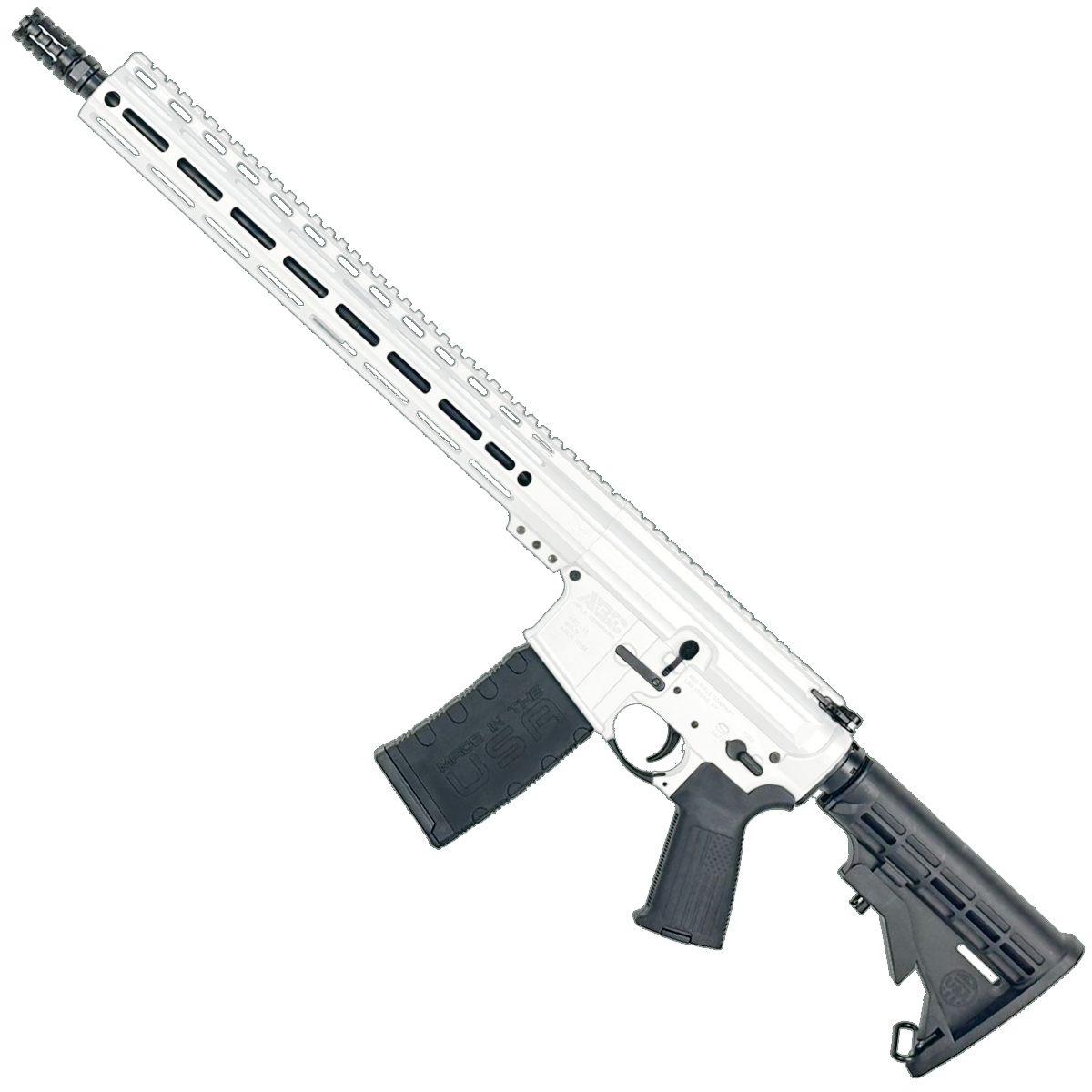 AR-15 .300 Blackout Rifle 16" Barrel 15" MLOK Handguard M4 Stock - Storm Trooper White