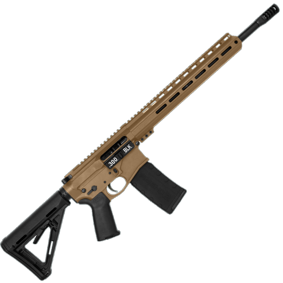 AR-15 Semi Auto .300 AAC Blackout Rifle 16" Barrel Slick Side Billet Upper / Lower 13" Custom M-LOK Handguard - Burnt Bronze
