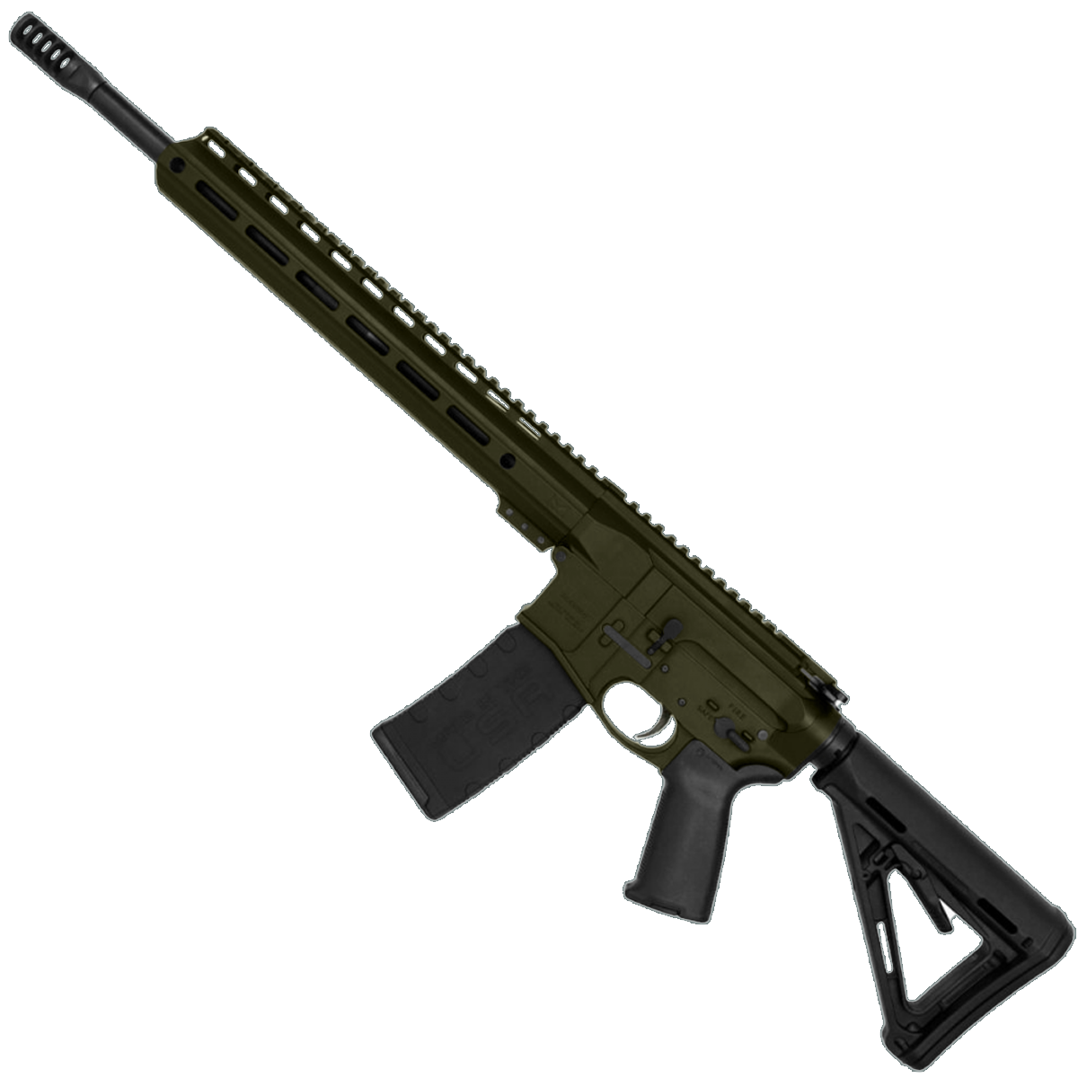 AR-15 Semi Auto .300 AAC Blackout Rifle 16" Barrel Slick Side Billet Upper / Lower 13" Custom M-LOK Handguard - Magpul ODG